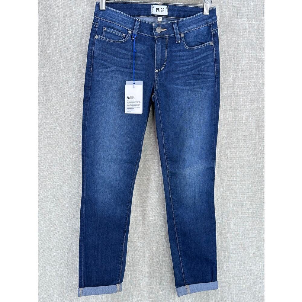 PAIGE Kylie Crop Roll Up Jeans Women's 27 Andrea Wash Mid Rise Skinny Crop Denim - Picture 2 of 16